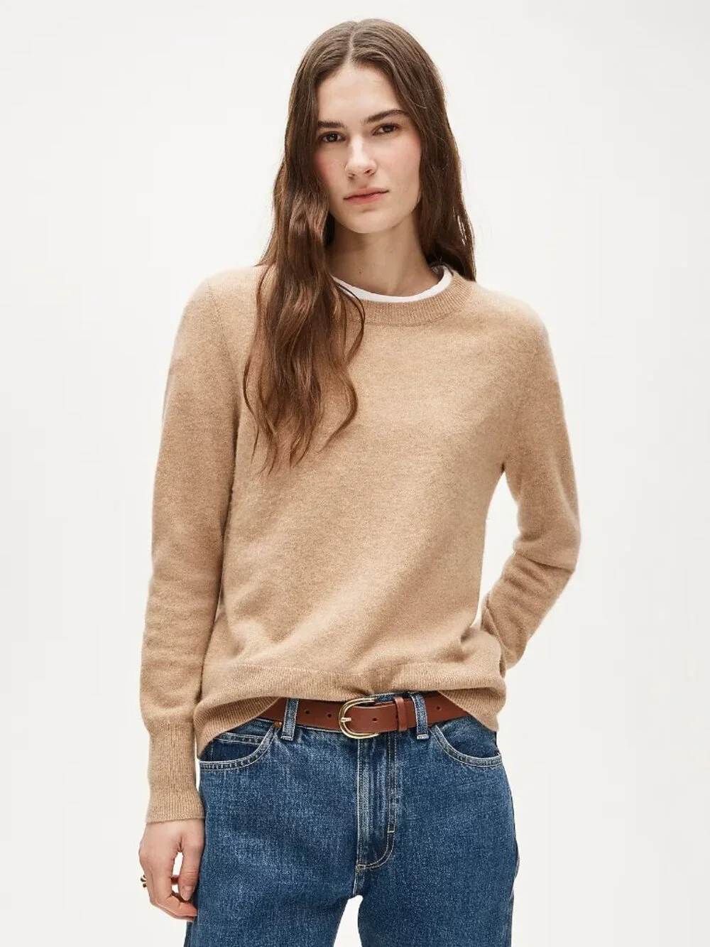 J. Crew Cashmere Classic-Fit Crewneck Sweater Heather Camel XXS #A2832